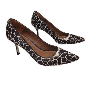 Donald Pliner Treva Giraffe Exotic Pumps 7M Fur Pony Hair Pointed Toe Cocktail